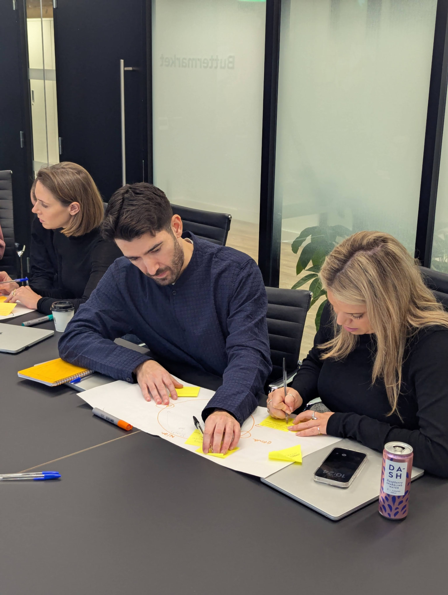 Team working a live deal on paper