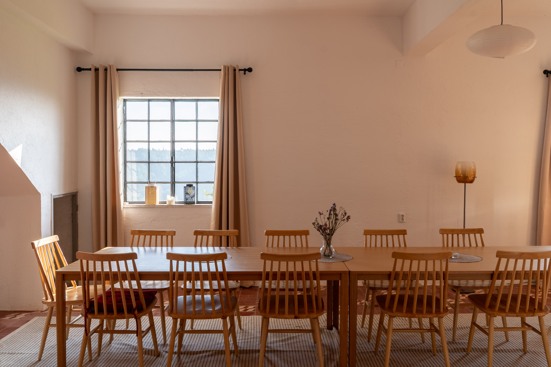 The long shared dining table